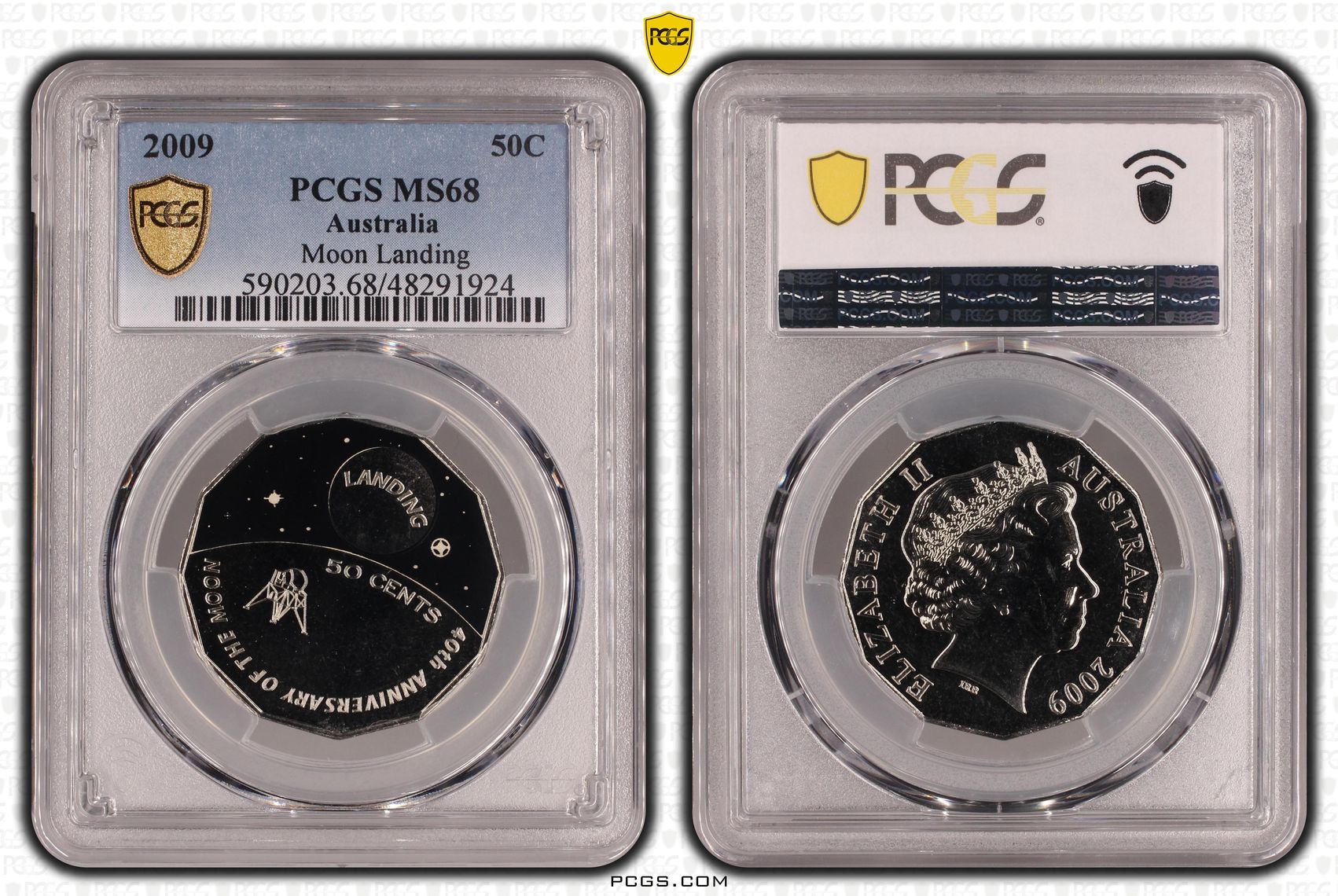 Moon Landing Colroized, Fifty Cent, 2009, PCGS MS68