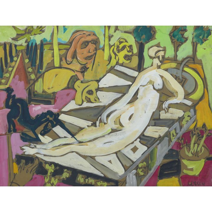 Windsor Utley ''Goddess Reclining'' 1960's Tempera