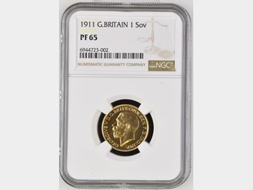 1911 GEORGE V PROOF GOLD SOVEREIGN PF65