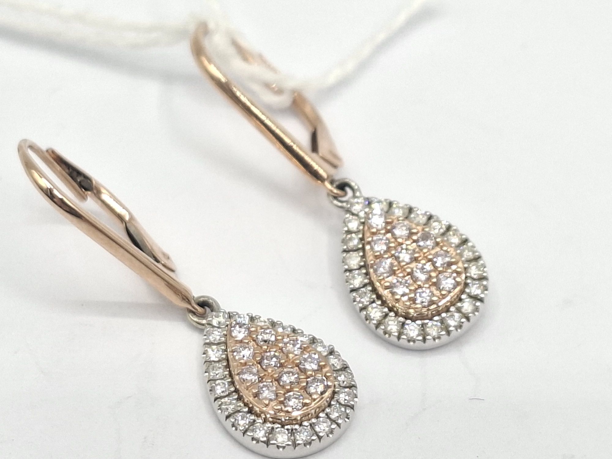14k Rose/White Gold Drop Earrings