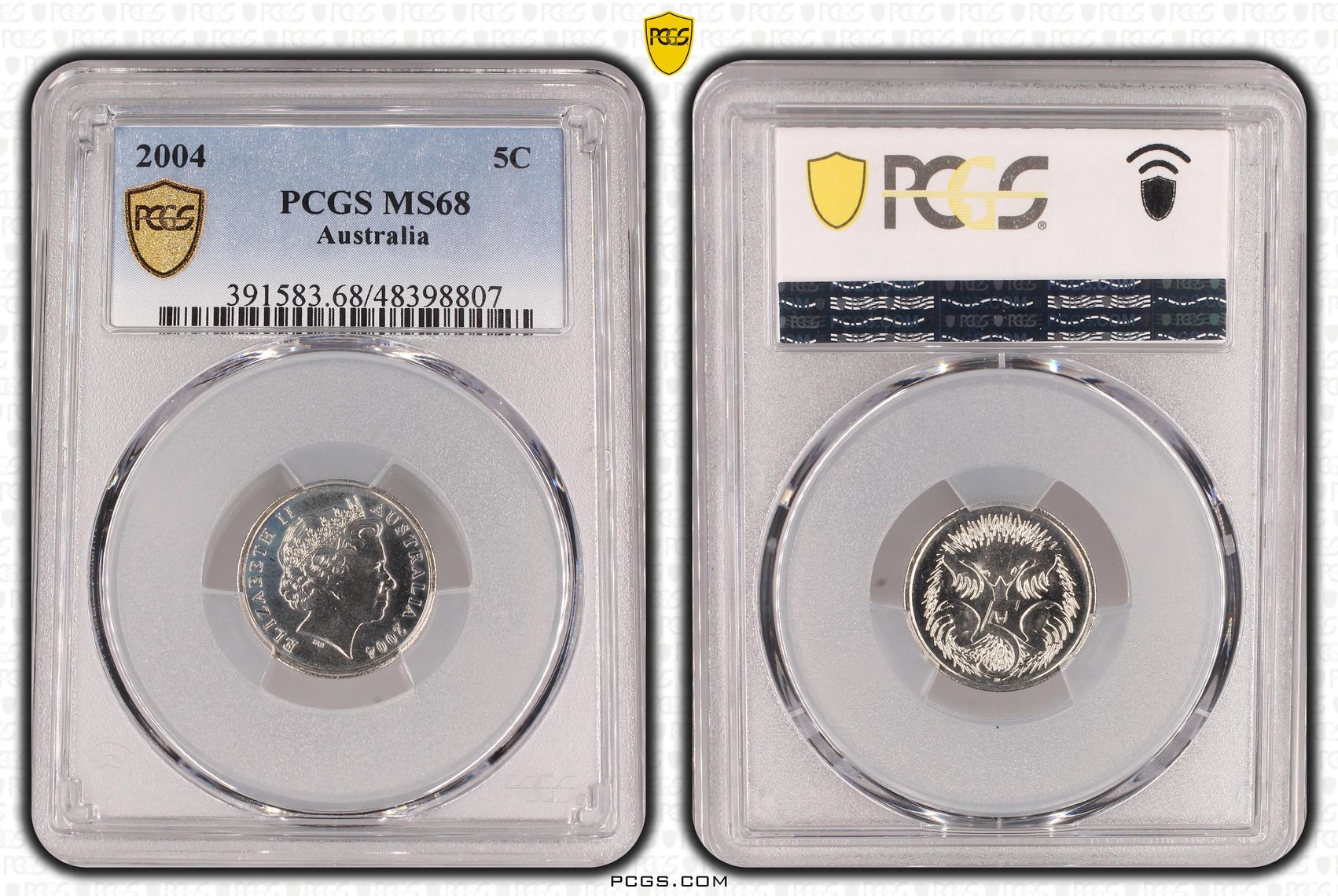 117 · Elizabeth II, Five Cent, 2004, PCGS MS68