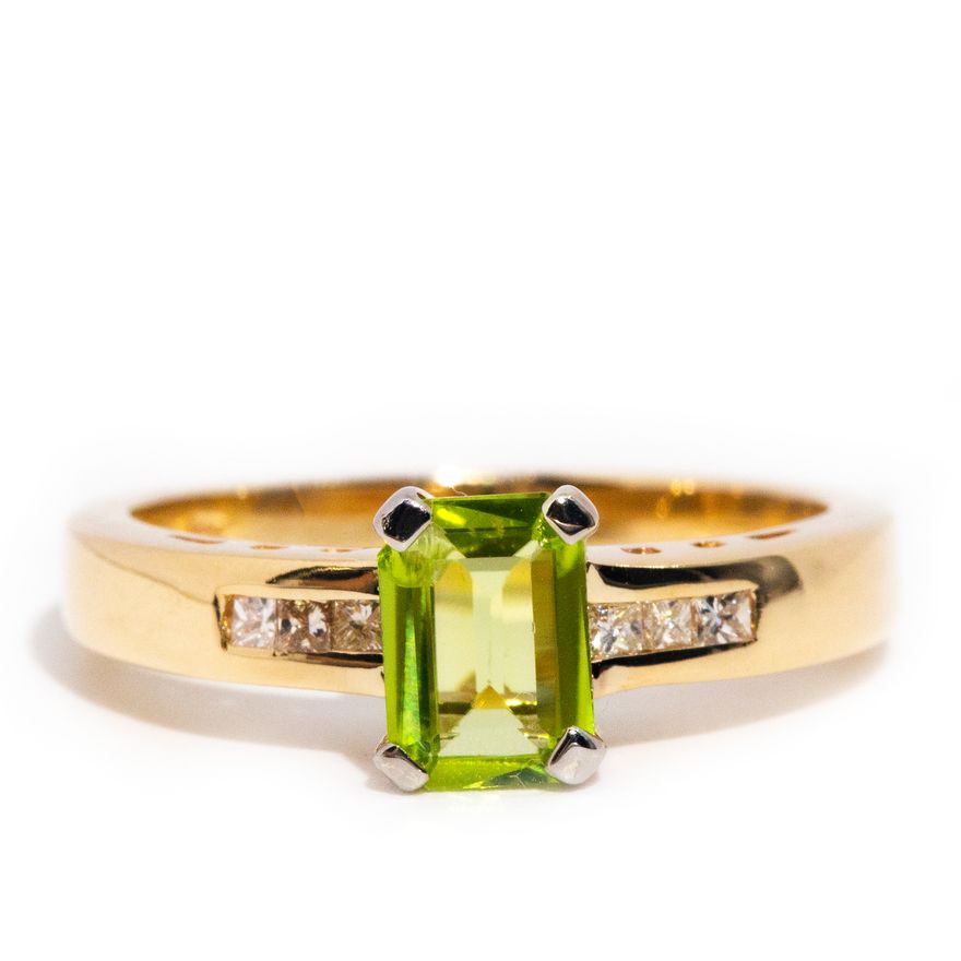 Peridot & Diamond 9 Carat Gold Ring,