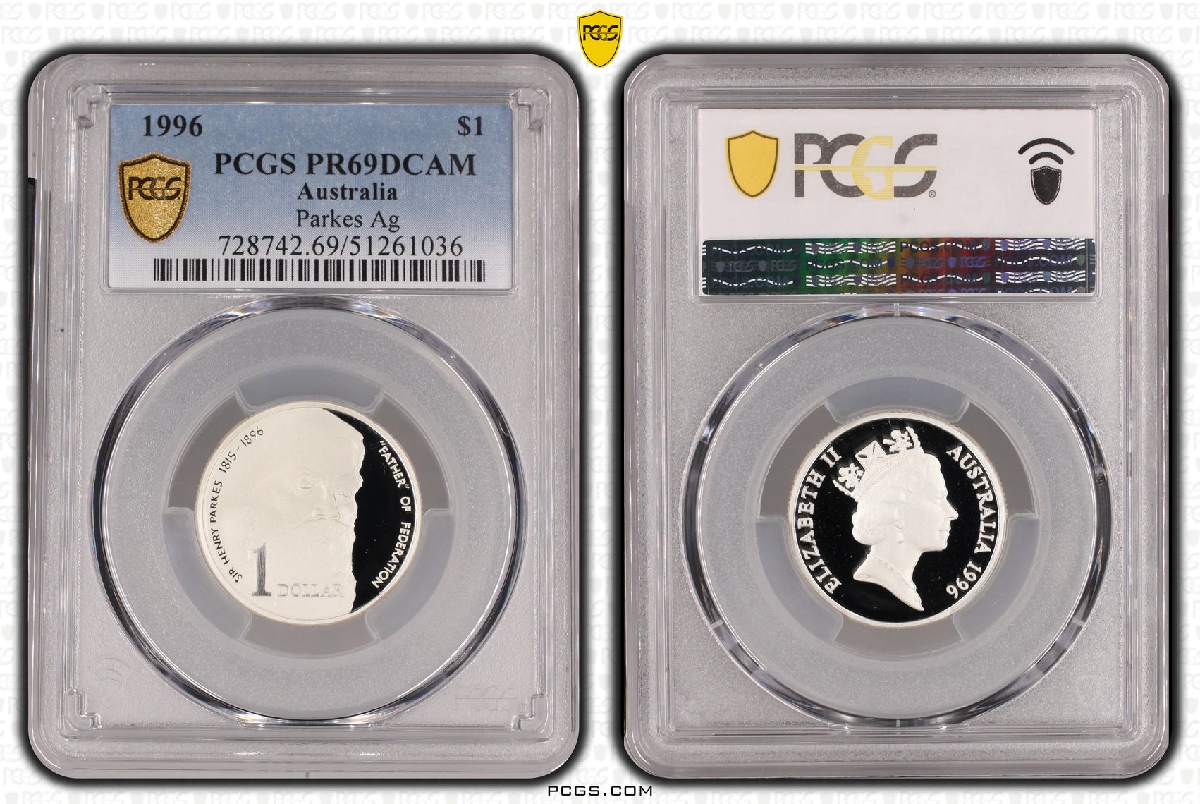Parkes Silver, One Dollar, 1996, PCGS PR69DCAM