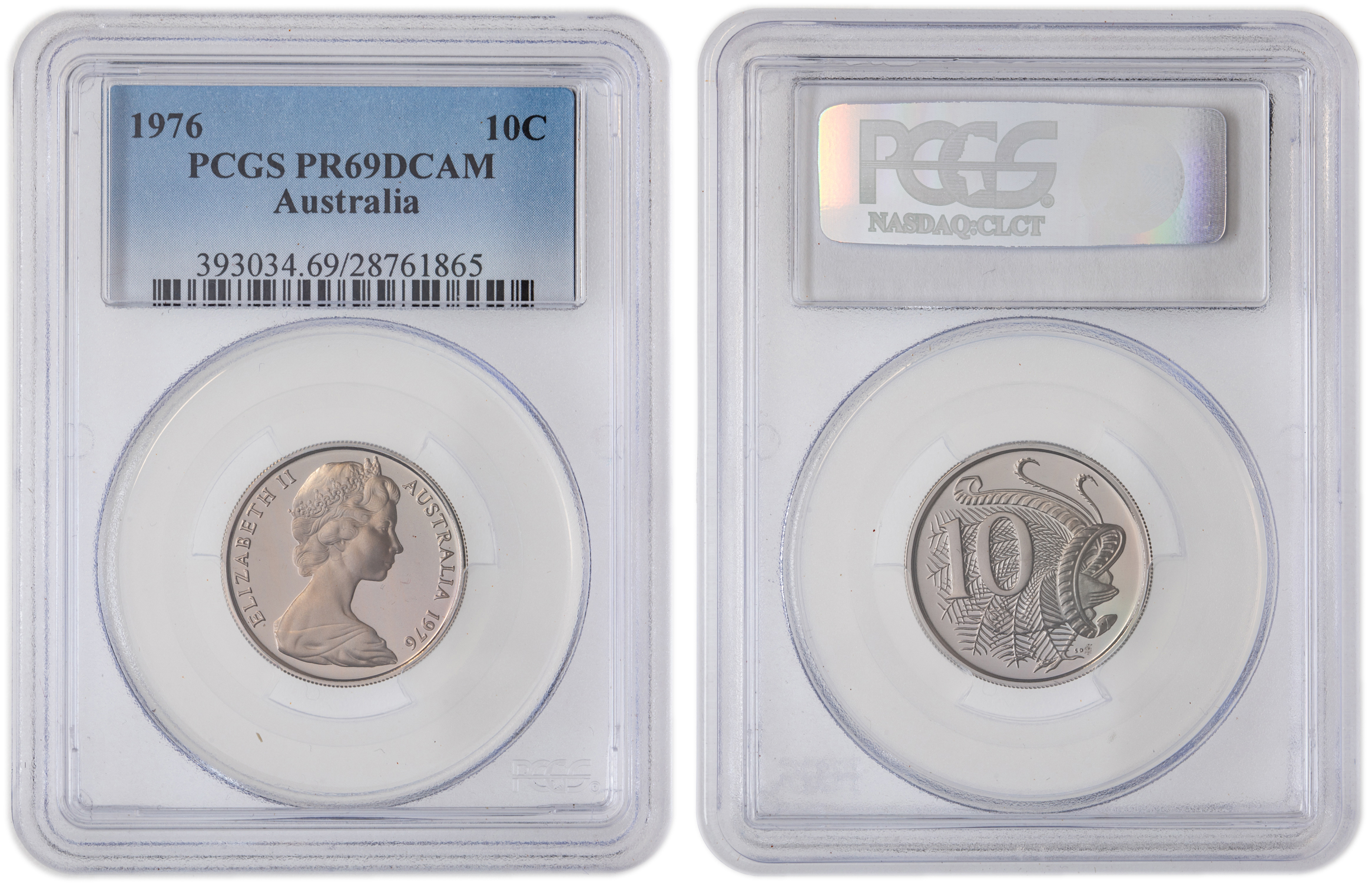 Elizabeth II, Ten Cent, 1976, PCGS PR69DCAM