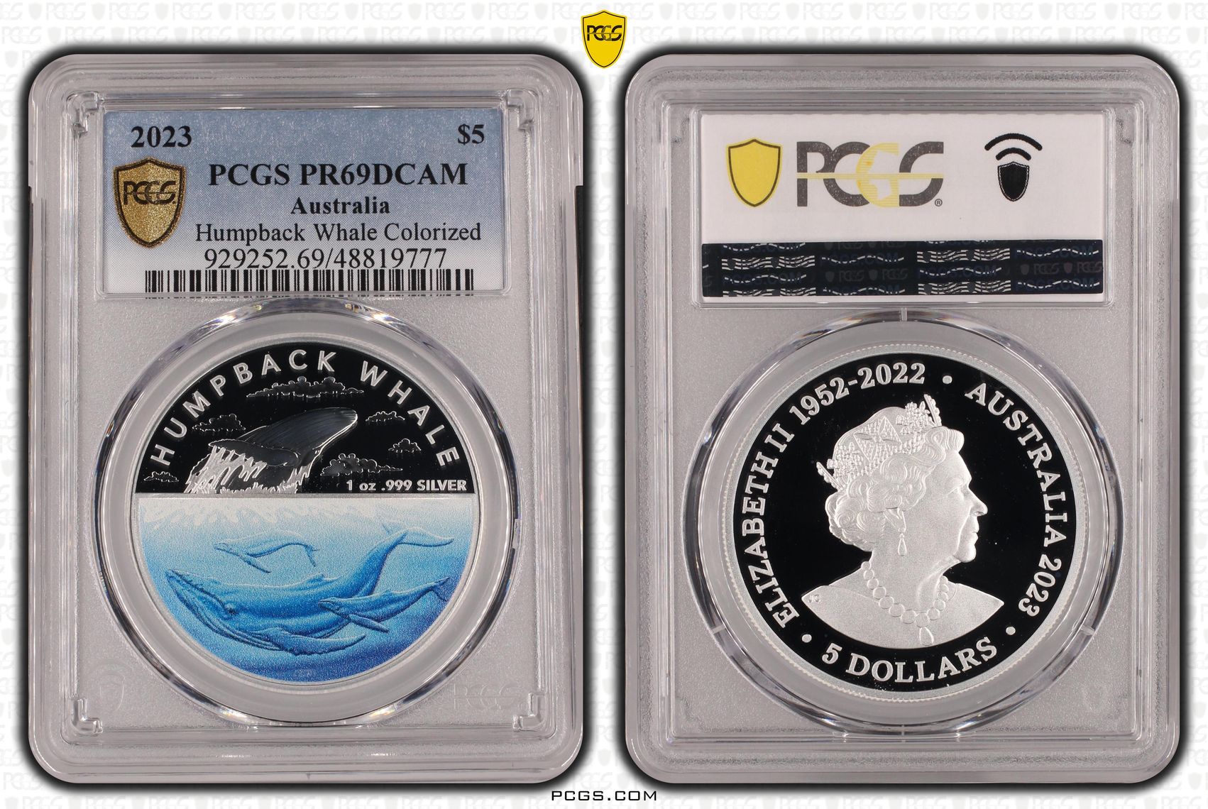 Humpback Whale Colorized, Five Dollar, 2023, PCGS PR69DCAM