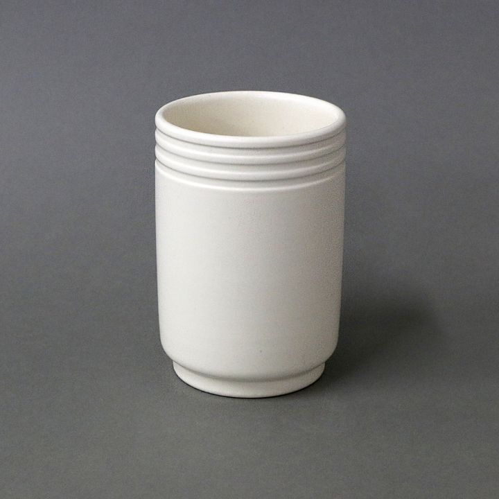 Ernest Shufflebotham for Crown Lynn Potteries - Small hand-potted cylindrical footed vase
