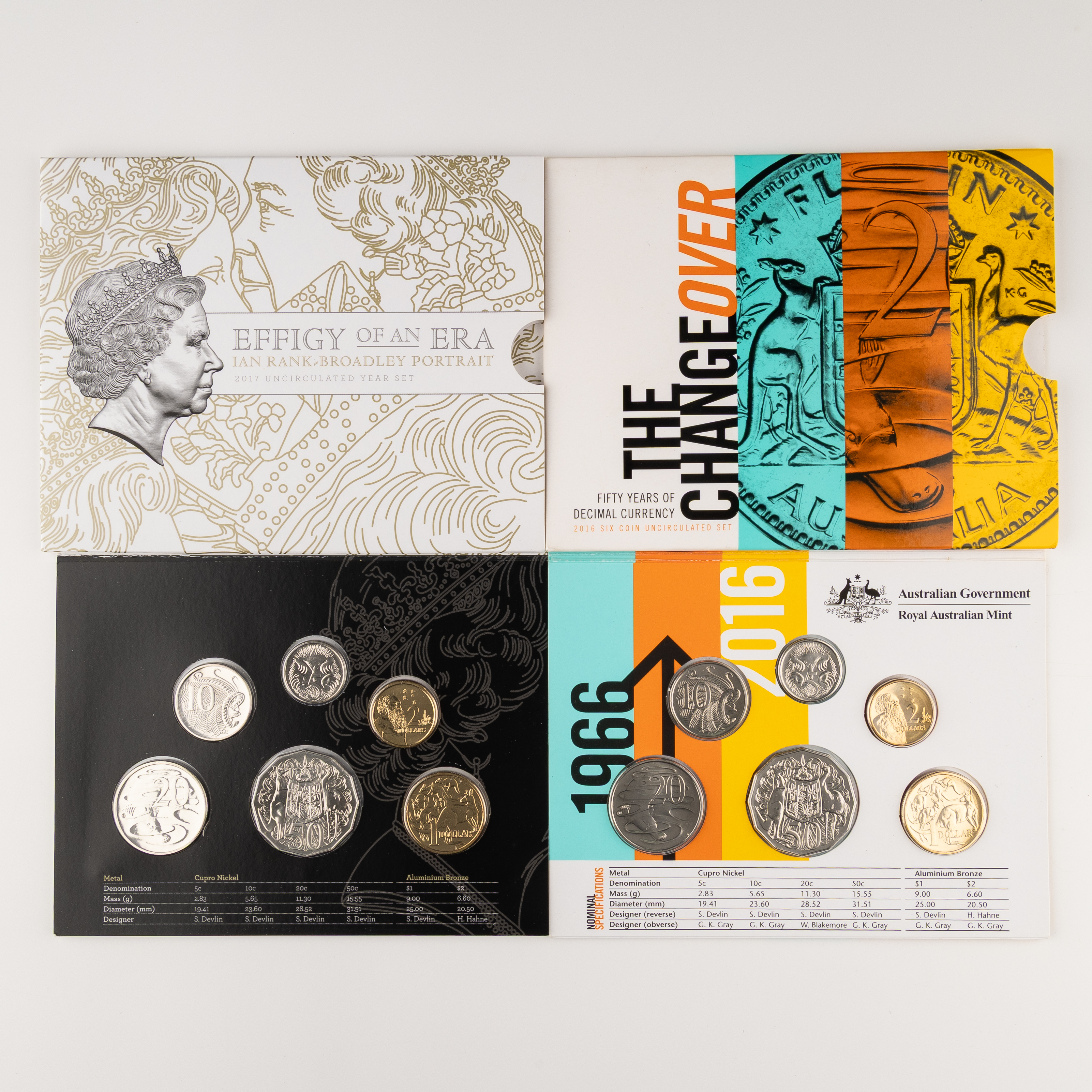 Elizabeth II, The Changeover & Effigy of an Era, Five Cents - Two Dollars, 2016 - 2017, UNC