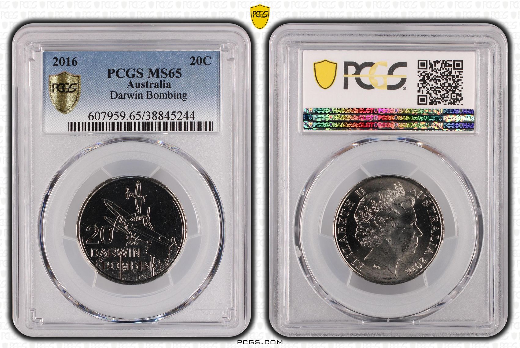 2016 Australia Twenty Cent, 20c Darwin Bombing PCGS - MS65 -244