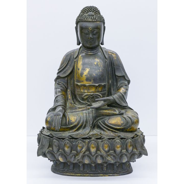 Impressive Chinese Ming Seated Buddha Parcel Gilt
