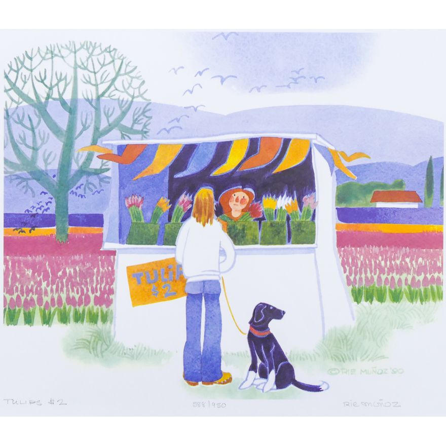 Rie Munoz ''Tulips $2'' 1990 Signed Print