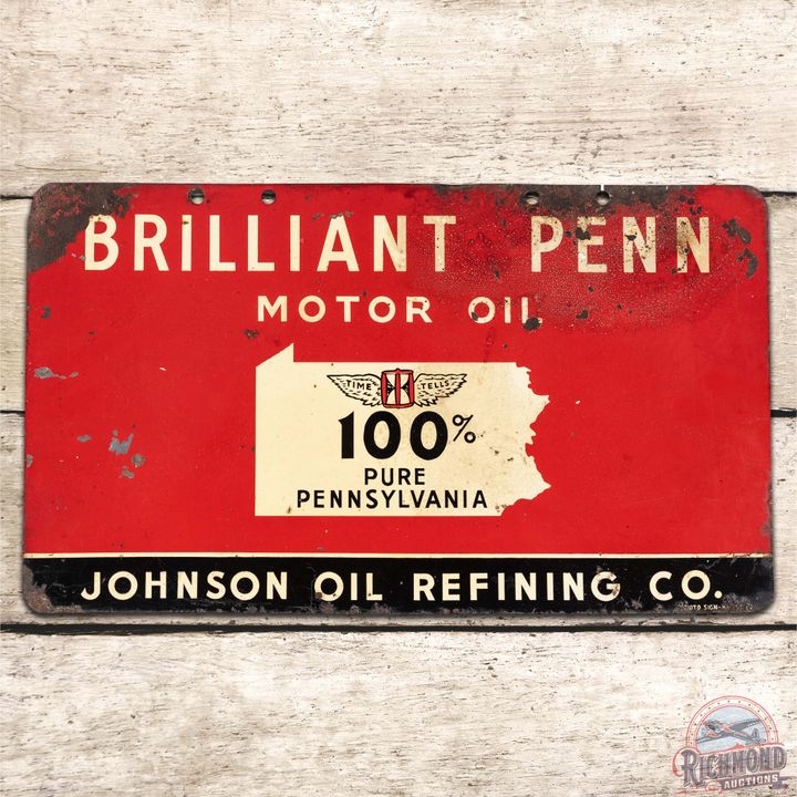 Johnson Motor Oil Brilliant Penn DST Rack Sign w/ Logo