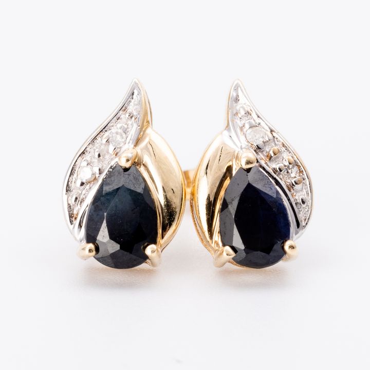 Sapphire & Diamond Studs 9ct Gold