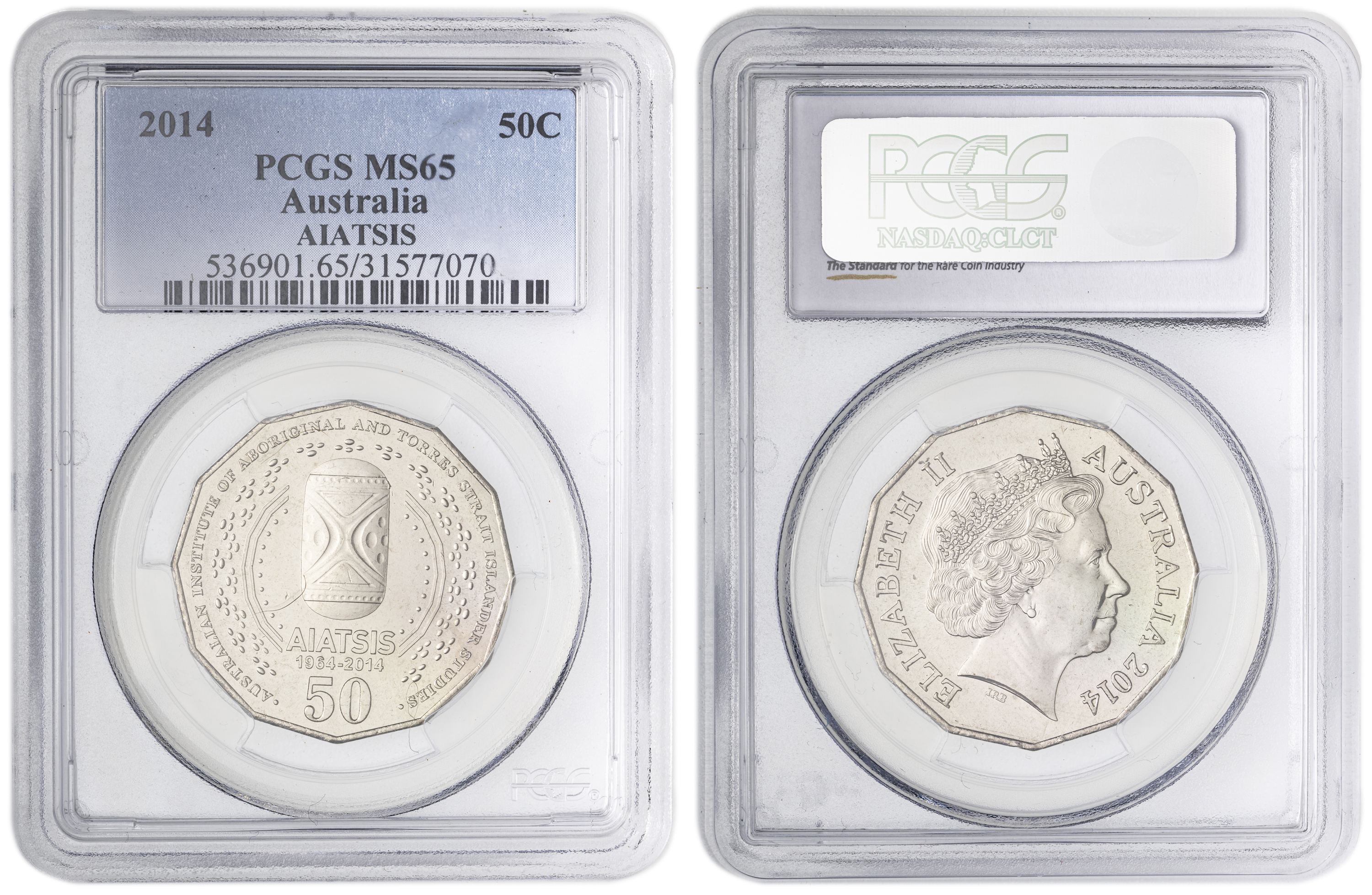 AIATSIS , Fifty Cent, 2014, PCGS MS65