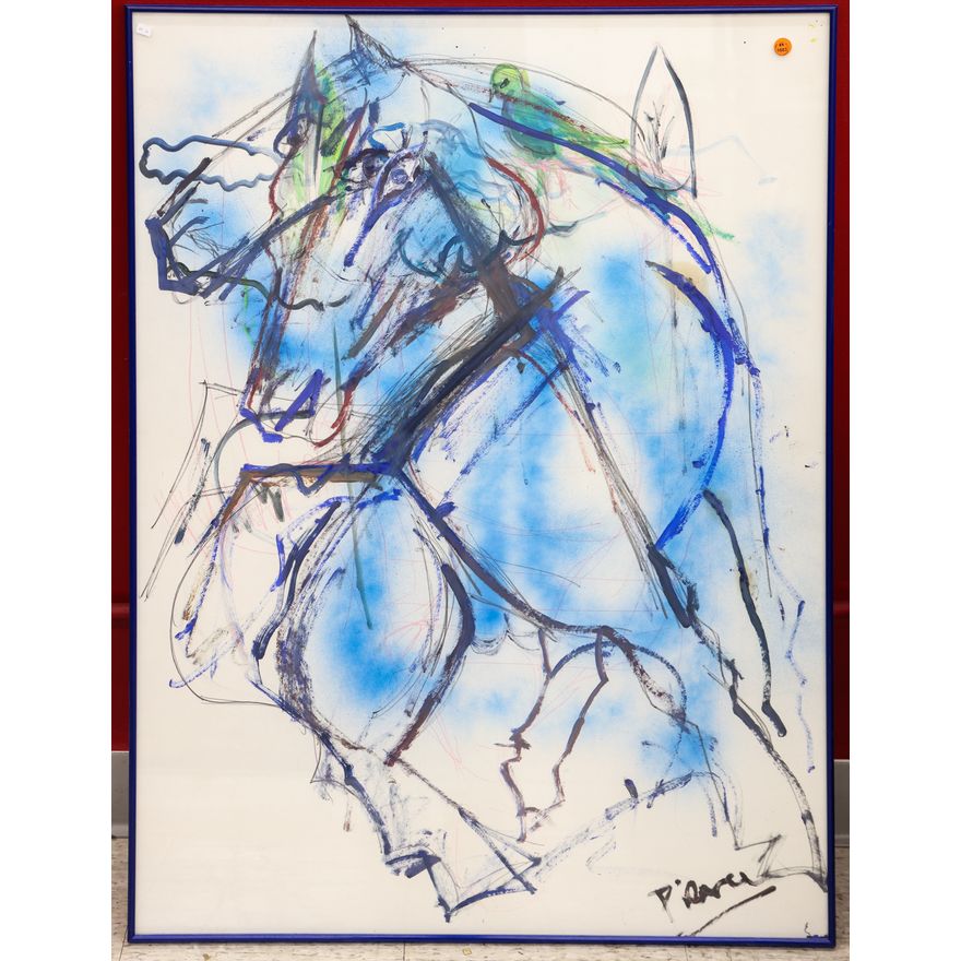 Sam Pierce (WA) Abstract Horses Mixed Media on Paper Framed 40''x30''