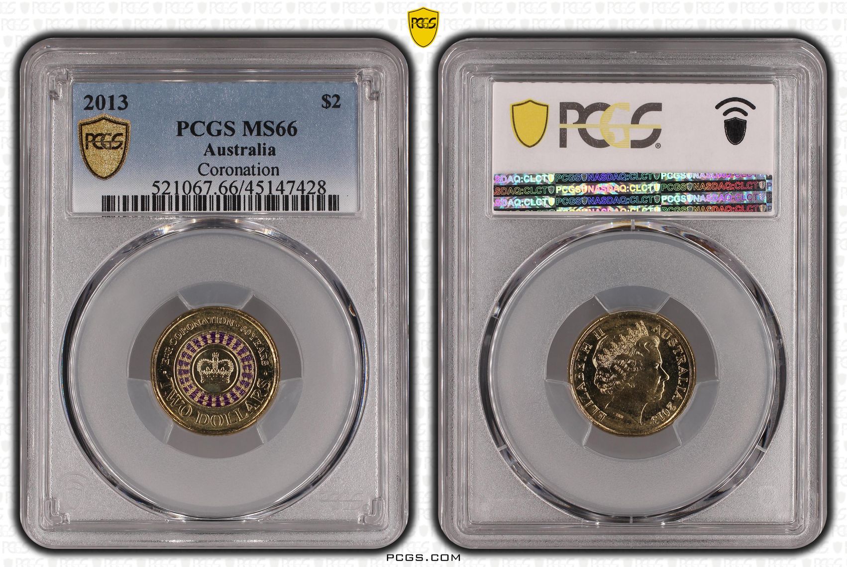 2013 Australia Two Dollar, $2 Coronation PCGS - MS66 -428