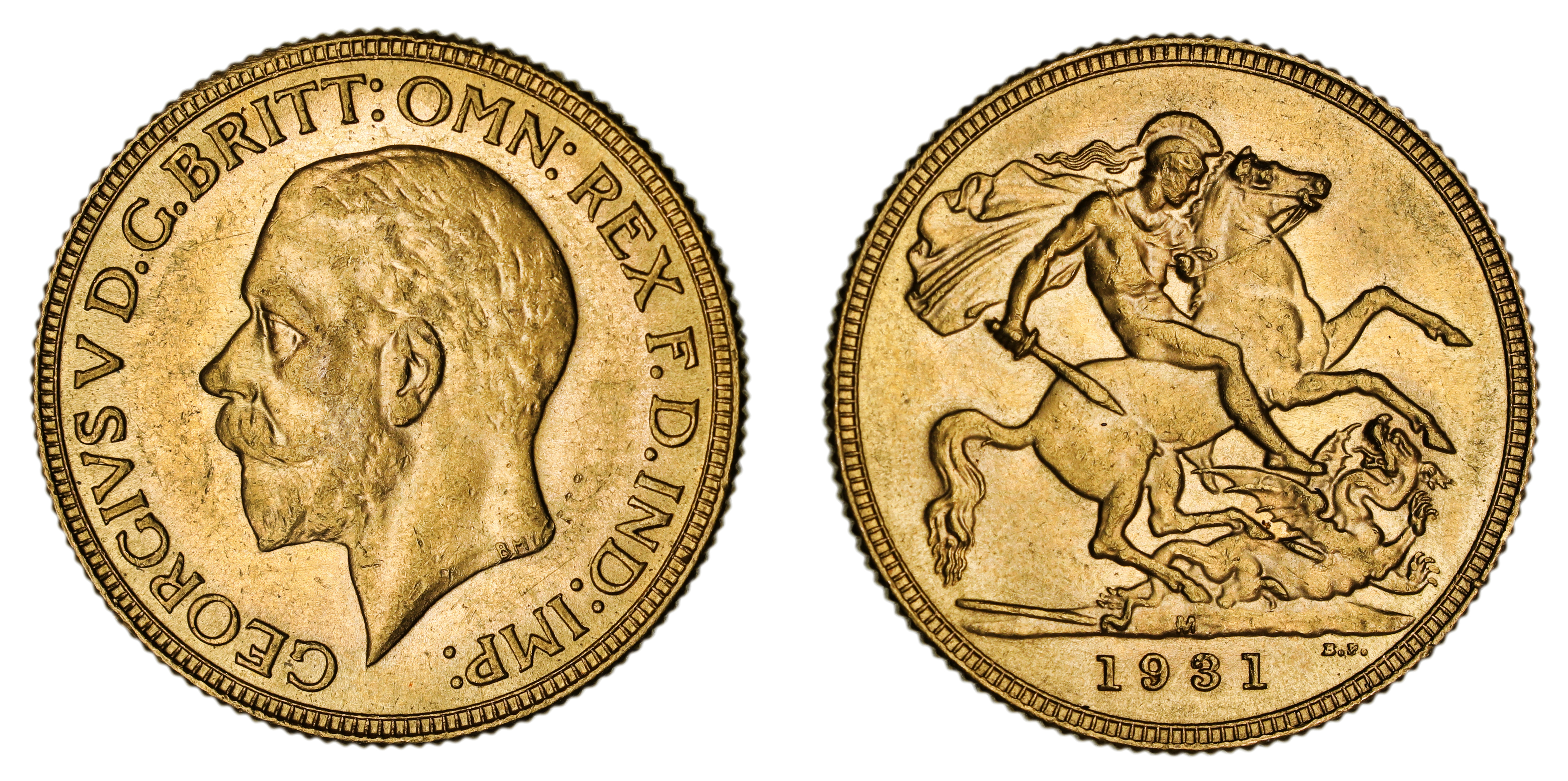 George V, St. George Reverse - Melbourne Mint, Sovereign, 1931, UNC