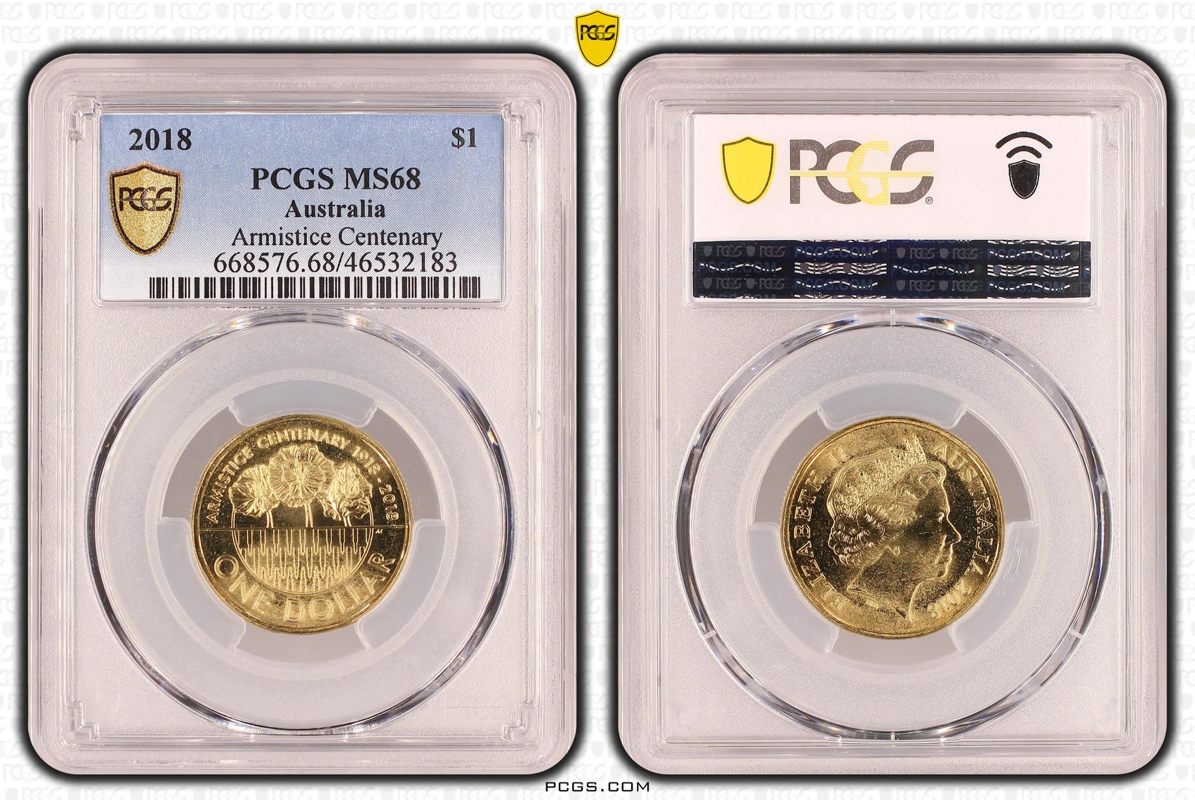 Armistice Centenary, One Dollar, 2018, PCGS MS68