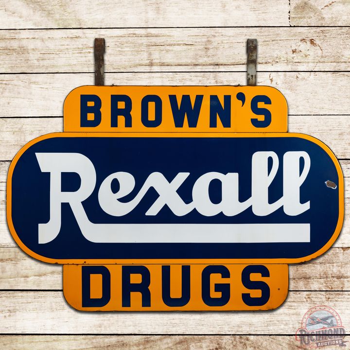 6' Brown's Rexall Drugs Multi-Piece DSP Sign & Can - 9 & 8.9