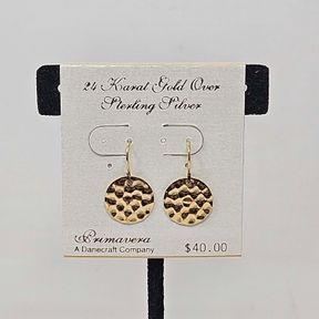 Primavera Danecraft 24 Karat Gold Over Sterling Pierced Dangle Earrings