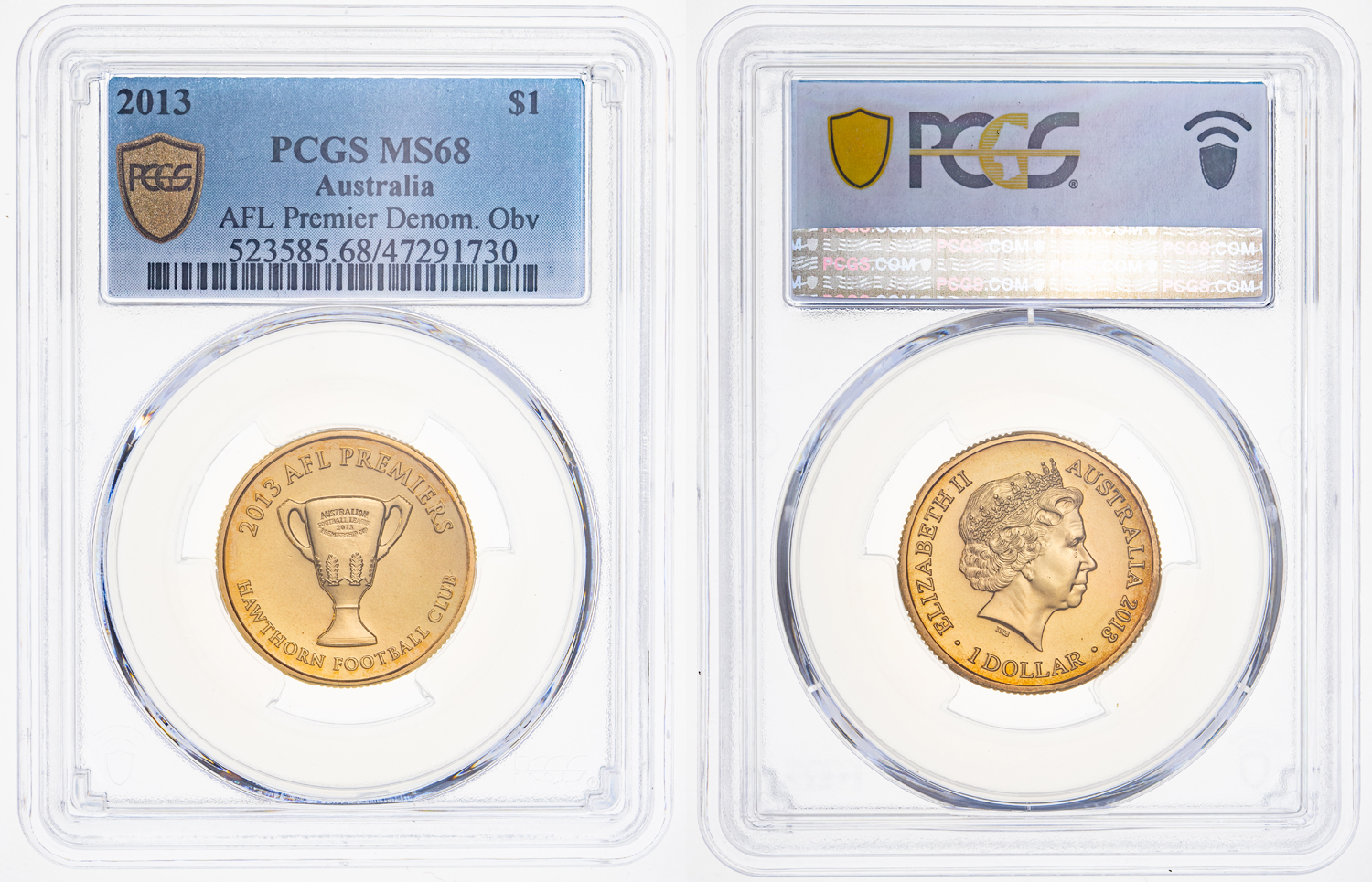 AFL Premier Denom. Obv, One Dollar, 2013 POP Report 6/0, PCGS MS 68