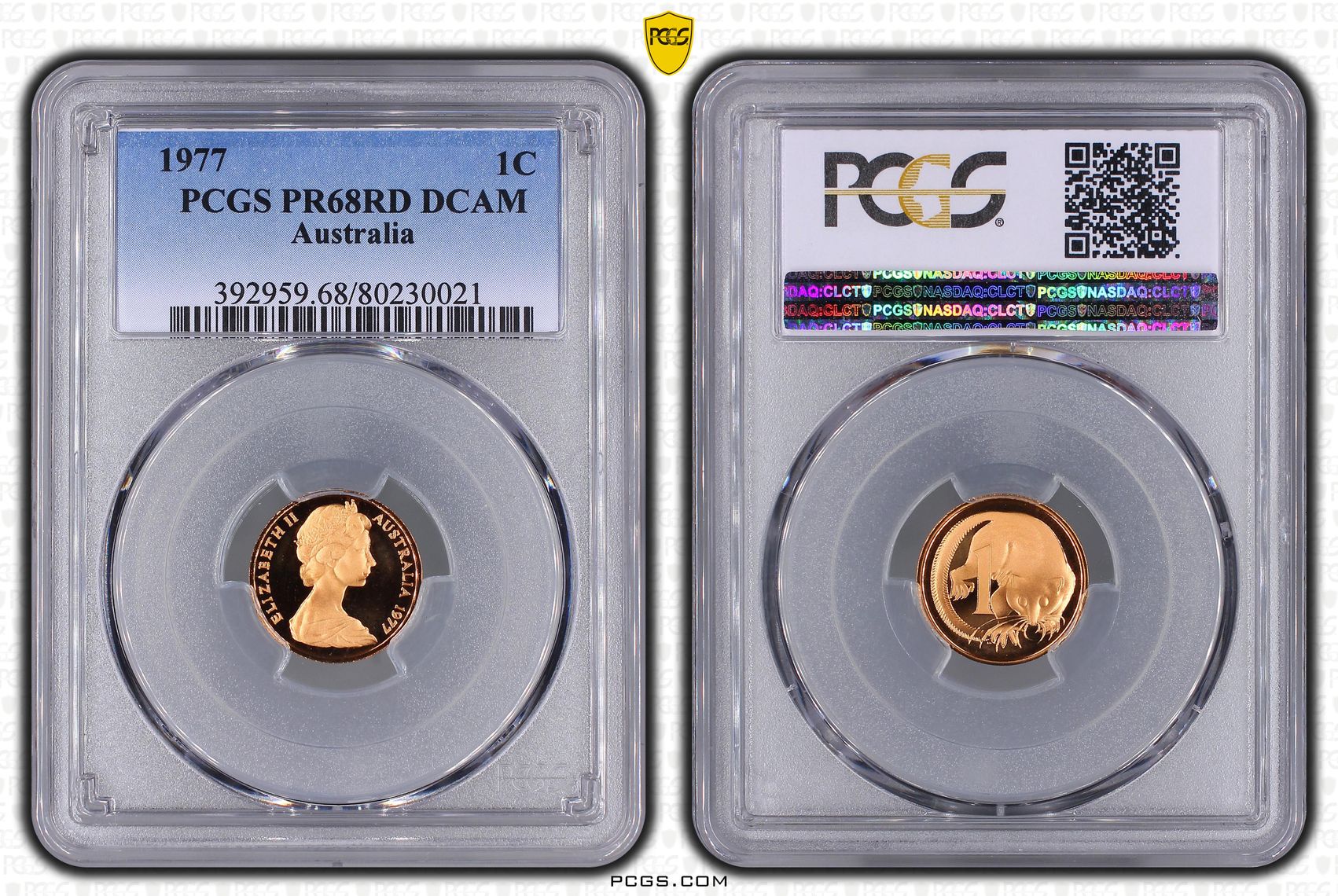 Elizabeth II, One Cent, 1977, PCGS PR68DCAM