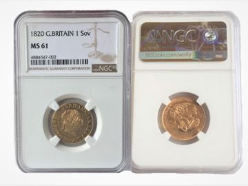 1820 King George III Gold Sovereign NGC graded MS61
