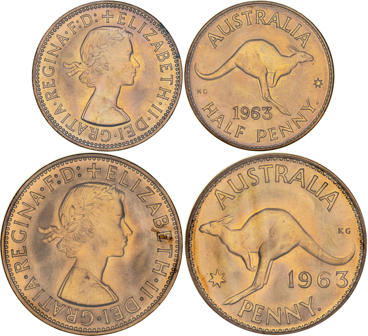 Elizabeth II, Perth Proof Pair, Halfpenny - Penny, 1963-Y., FDC