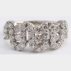LOVELY PATTERN 18CT WHITE GOLD RING WITH 0.516CTS DIAMONDS COLOUR I/J CLARITY VS/SI SIZE N