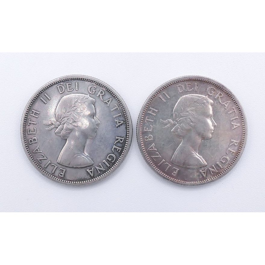 2pc Canadian 1958 Silver Dollars