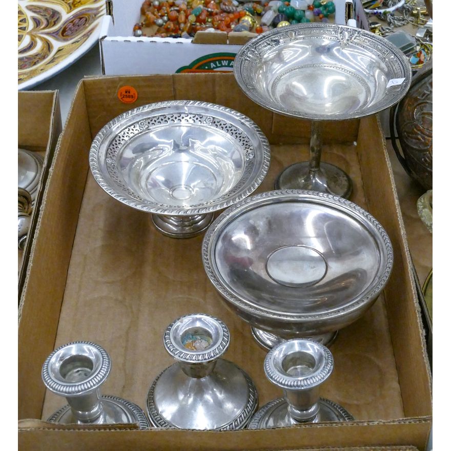 Box Weighted Sterling Compotes & Candleholders