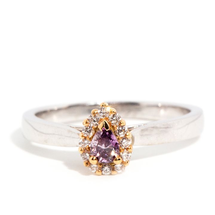 0.16 carat Natural Purple Pear Shape Diamond Ring,