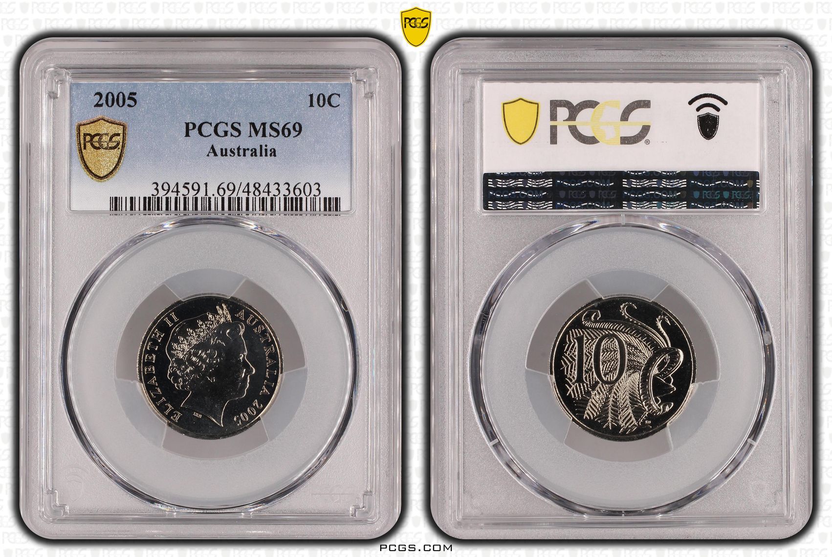 Elizabeth II, Ten Cent, 2005, PCGS MS69