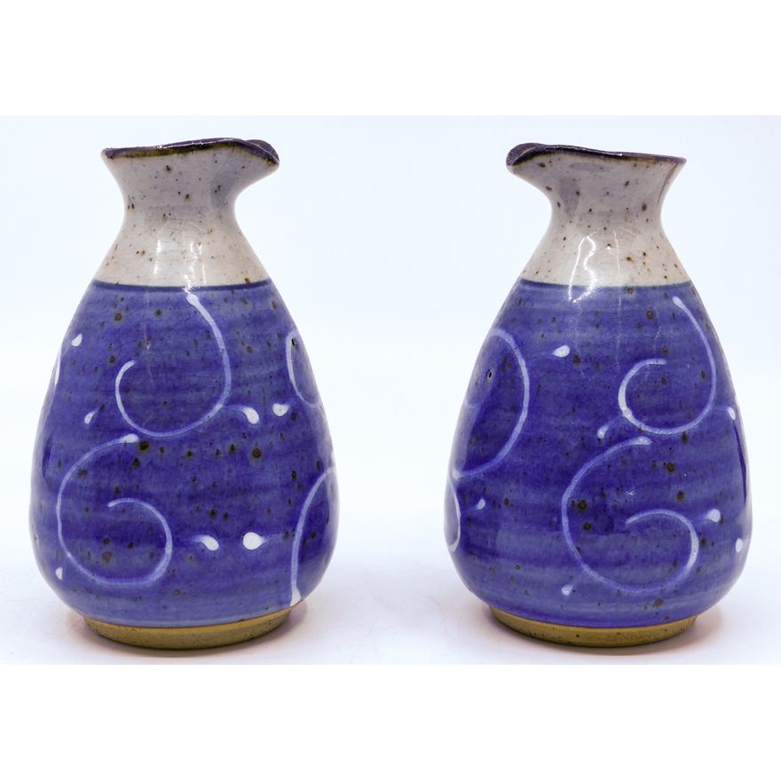 Pair Japanese Sake Bottles 5"