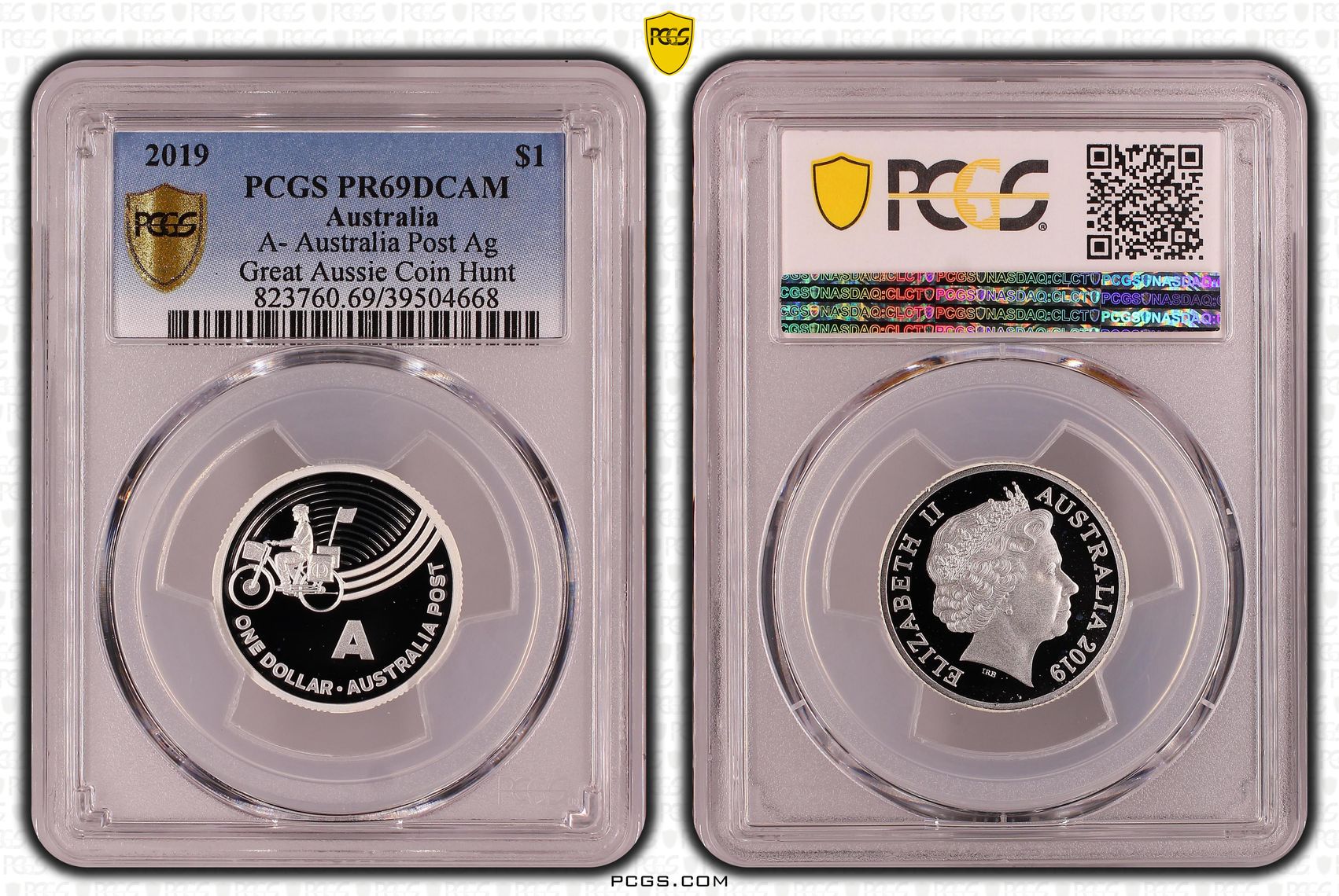 A- Australia Post Ag Great Aussie Coin Hunt, POP 3/0, One Dollar, 2019, PCGS PR69DCAM