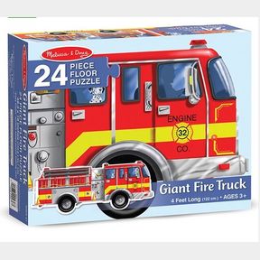 GIANT FIRE TRUCK: 24-PIECE FLOOR PUZZLE + FREE MELISSA & DOUG SCRATCH ART MINI-PAD BUNDLE