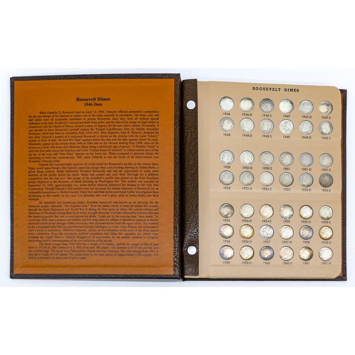 Dansco US Roosevelt Dime Book with 48 Silver Dimes