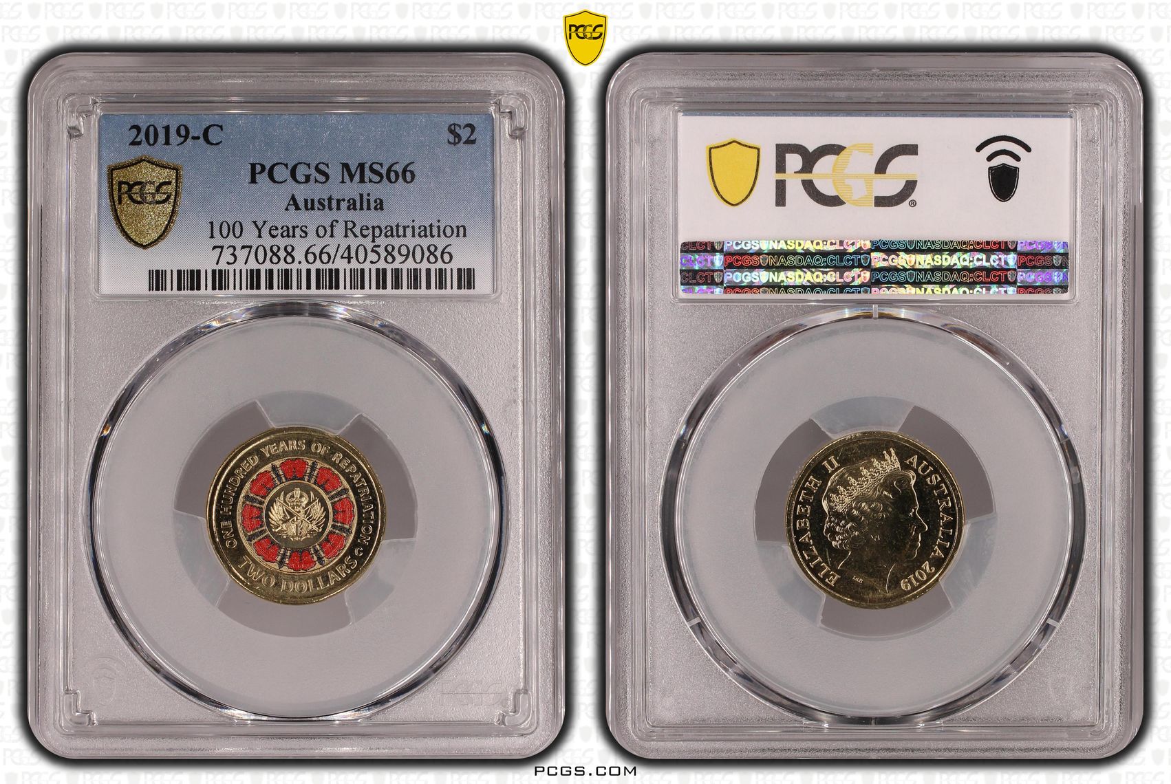 100 Years of Repatriation Colourised, Two Dollar, 2019-C, PCGS MS66