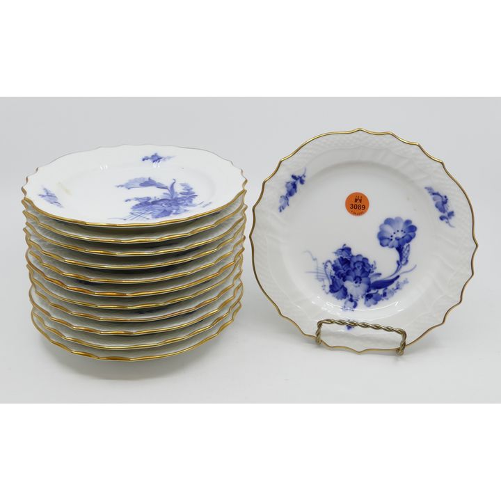 12pc Royal Copenhagen Blue Flowers (Curved) Dessert Plate. #1625