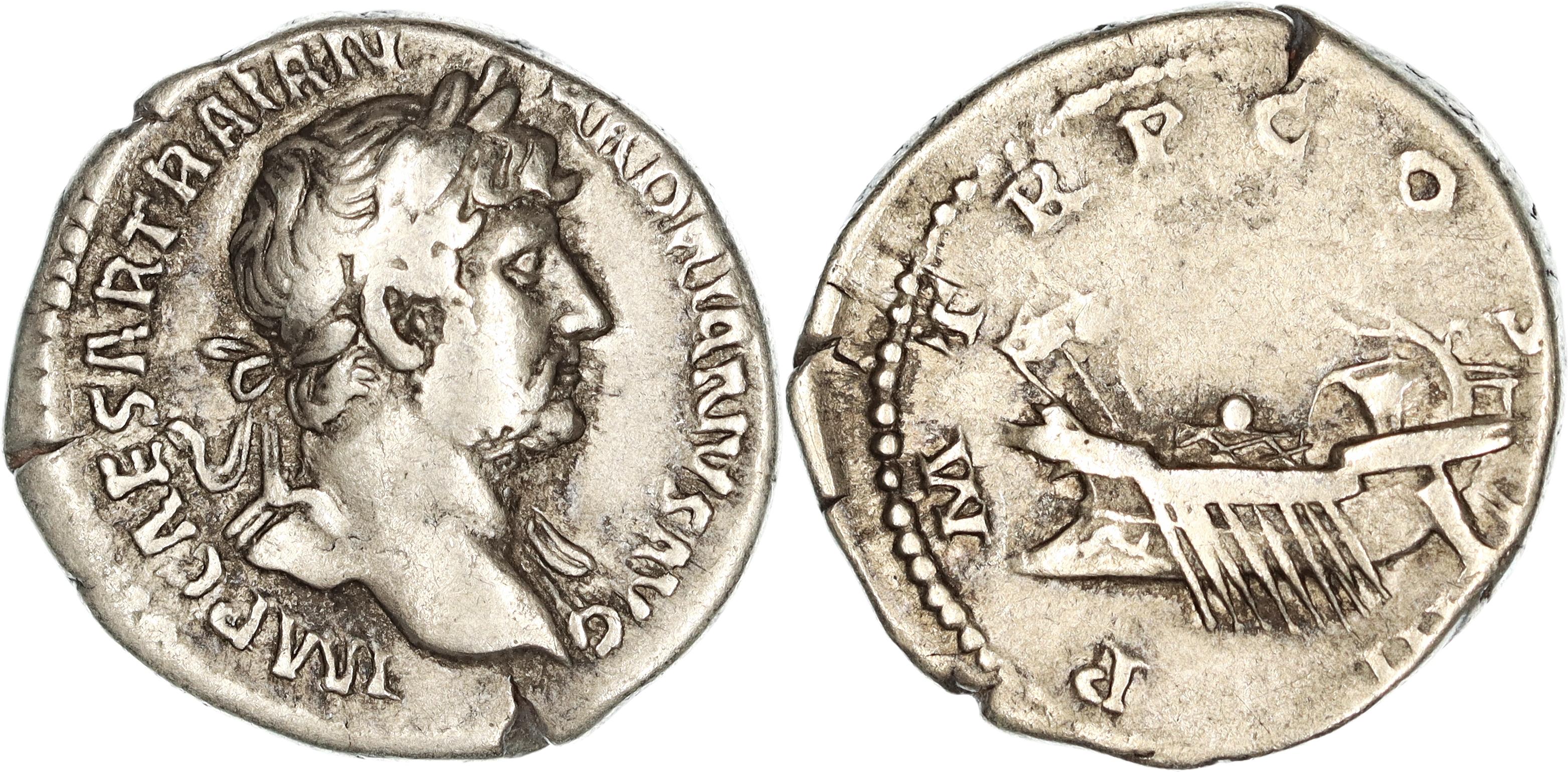 Roman Empire, Hadrian, Silver Denarius, 119-122 AD, gF-nVF