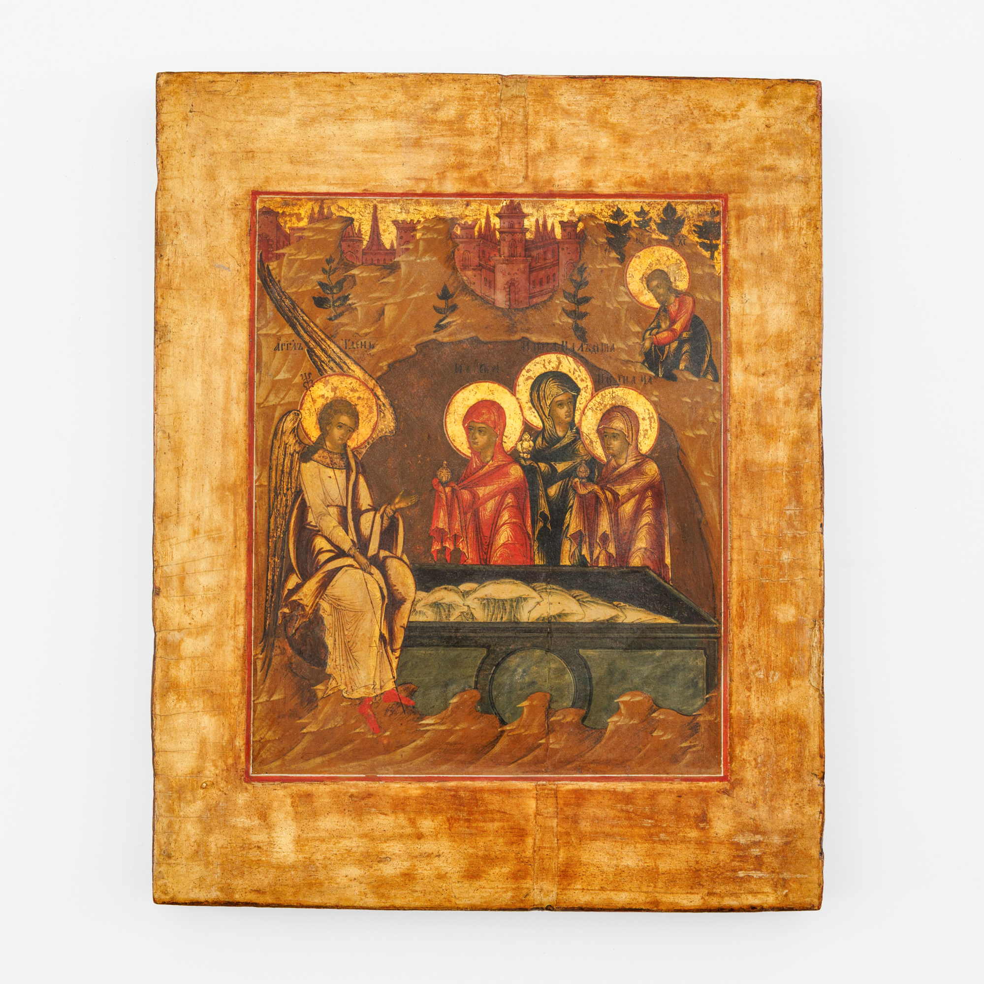 A 19th-century Russian icon in tempera on panel. Depicting an angel and women carrying myrrh at – kavel bij Bernaerts, Antwerp