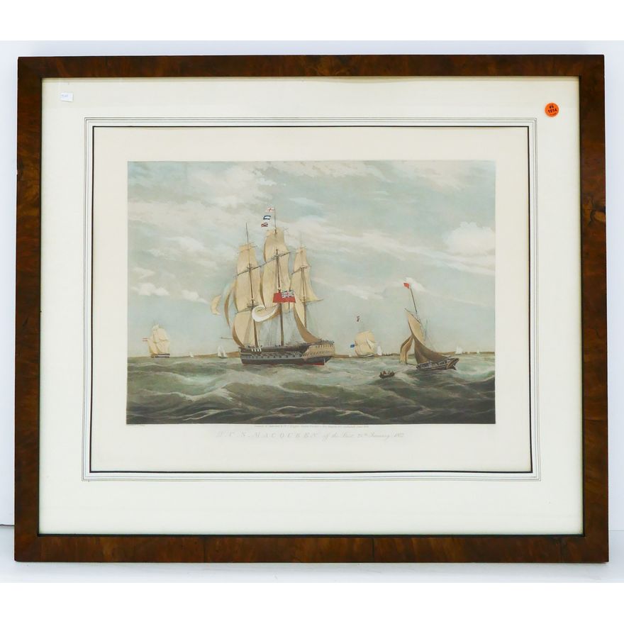 W.J. Huggins Maritime Aquatint Etching Framed- 27x31''