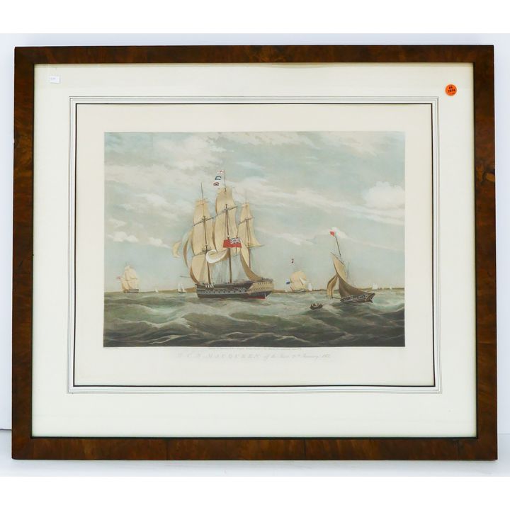 W.J. Huggins Maritime Aquatint Etching Framed- 27x31''
