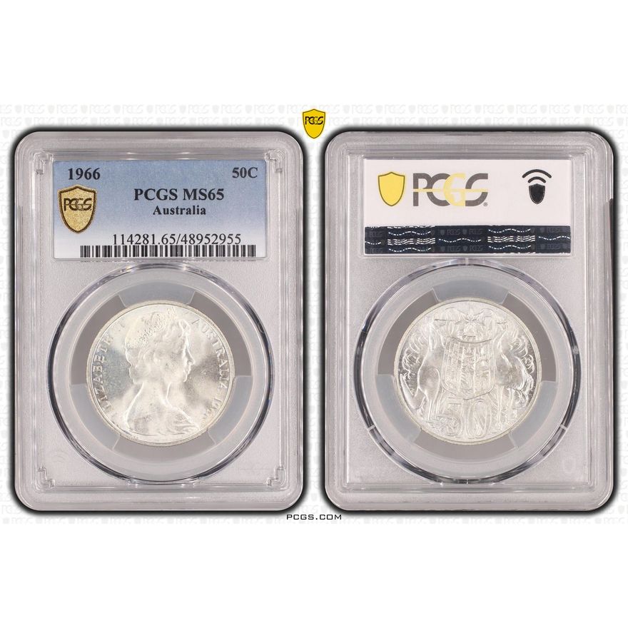 Elizabeth II, Silver, Fifty Cent, 1966, PCGS MS65