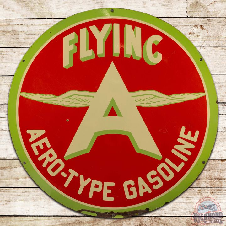 48" Flying A "Chicken Wing" Aero-Type Gasoline DS Porcelain Sign