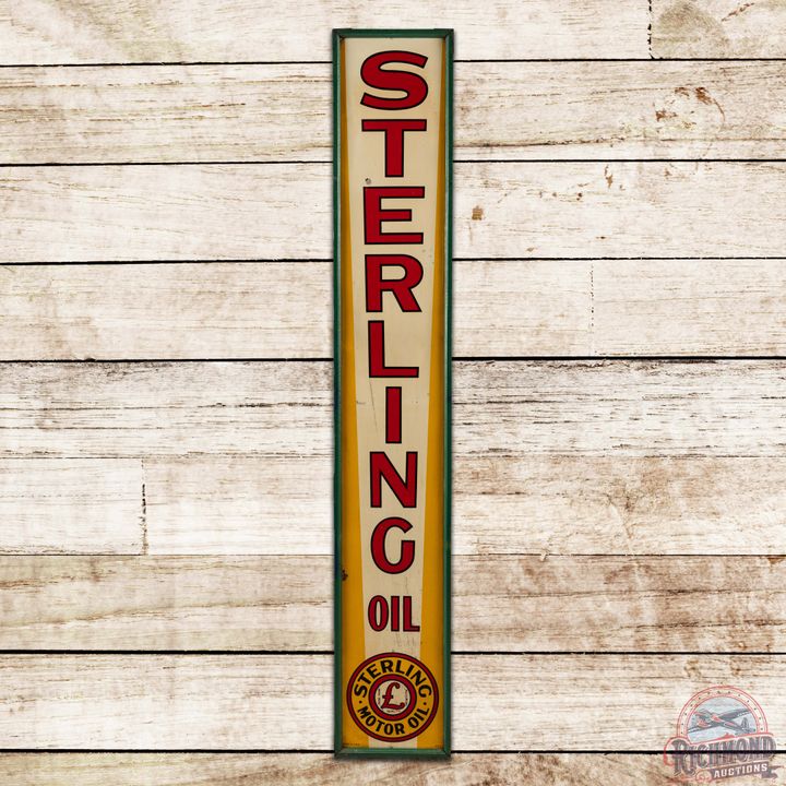 Sterling Motor Oil Vertical Single Sided Tin Sign w/ Logo