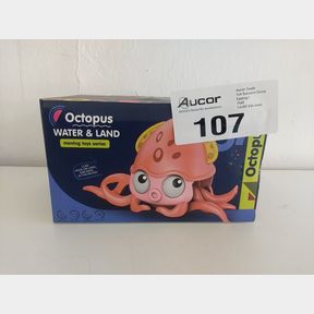 MU BEAR CO- BATH TOY- AMPHIBIOUS OCTOPUS - BLUE / ORANGE - NEED A CUTE BATH TOY THAT CAN ALSO COME