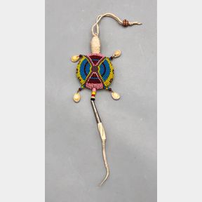 Vintage Brain Tanned Beaded Turtle Fetish