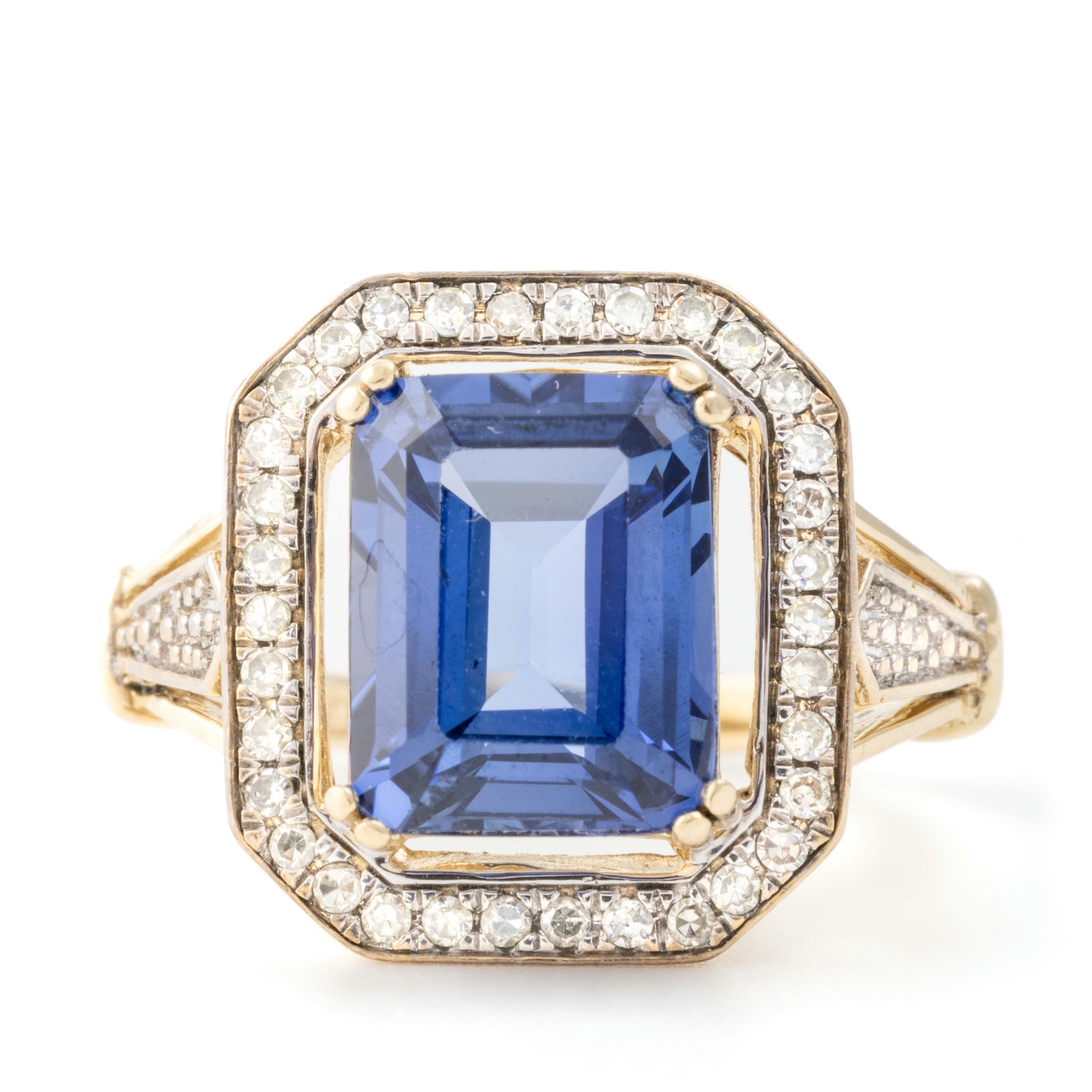 154 · Diamond & Blue Stone Ring 9ct Gold