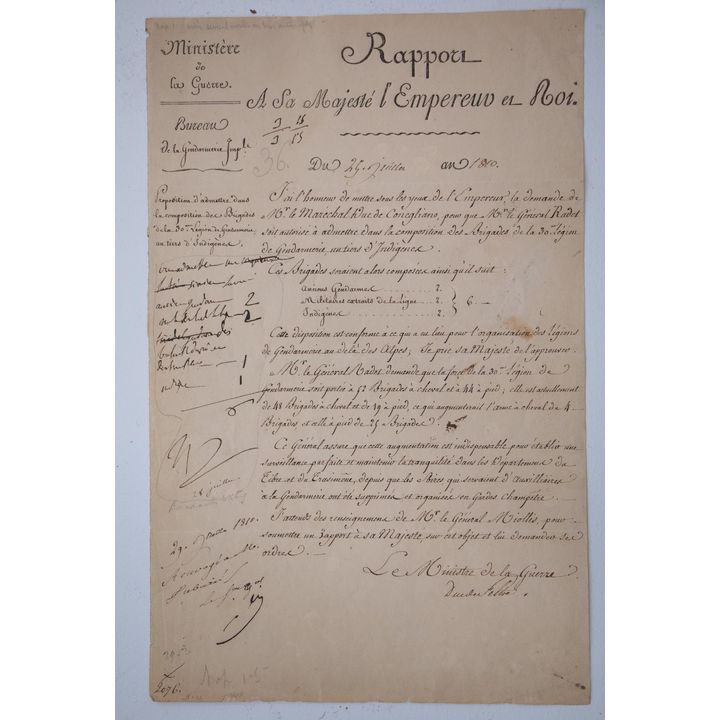 NAPOLEONIC DOCUMENT - Ministere de La Guerre - Heading 'Rapport A Sa Majestie l'Empereur et Roi',