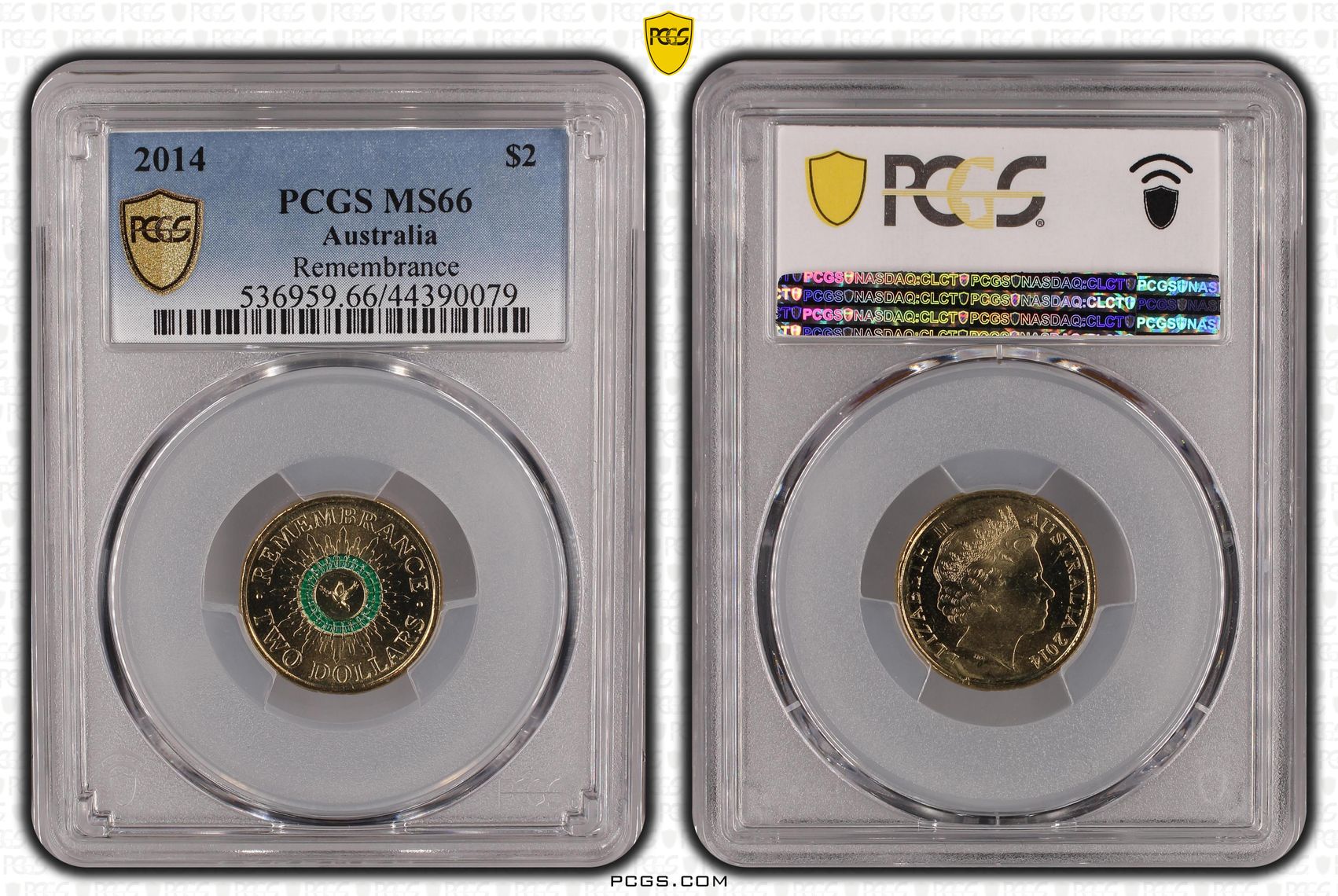 Remembrance Green Dove, Two Dollar, 2014, PCGS MS66